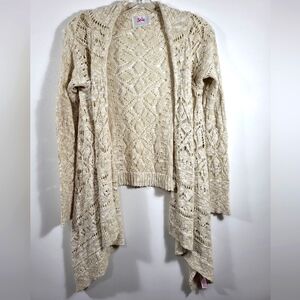 Justice cream colored open knit cardigan sweater girls 14 #1838